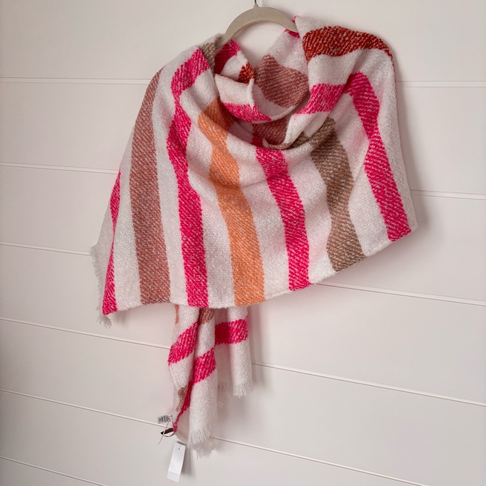 NEW Ann Taylor LOFT Blanket Scarf Striped Oversized Soft & Cozy - Picture 3 of 13